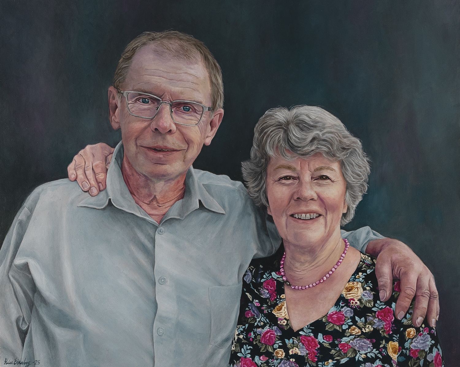 Porträtt kvinna och man oljemålning